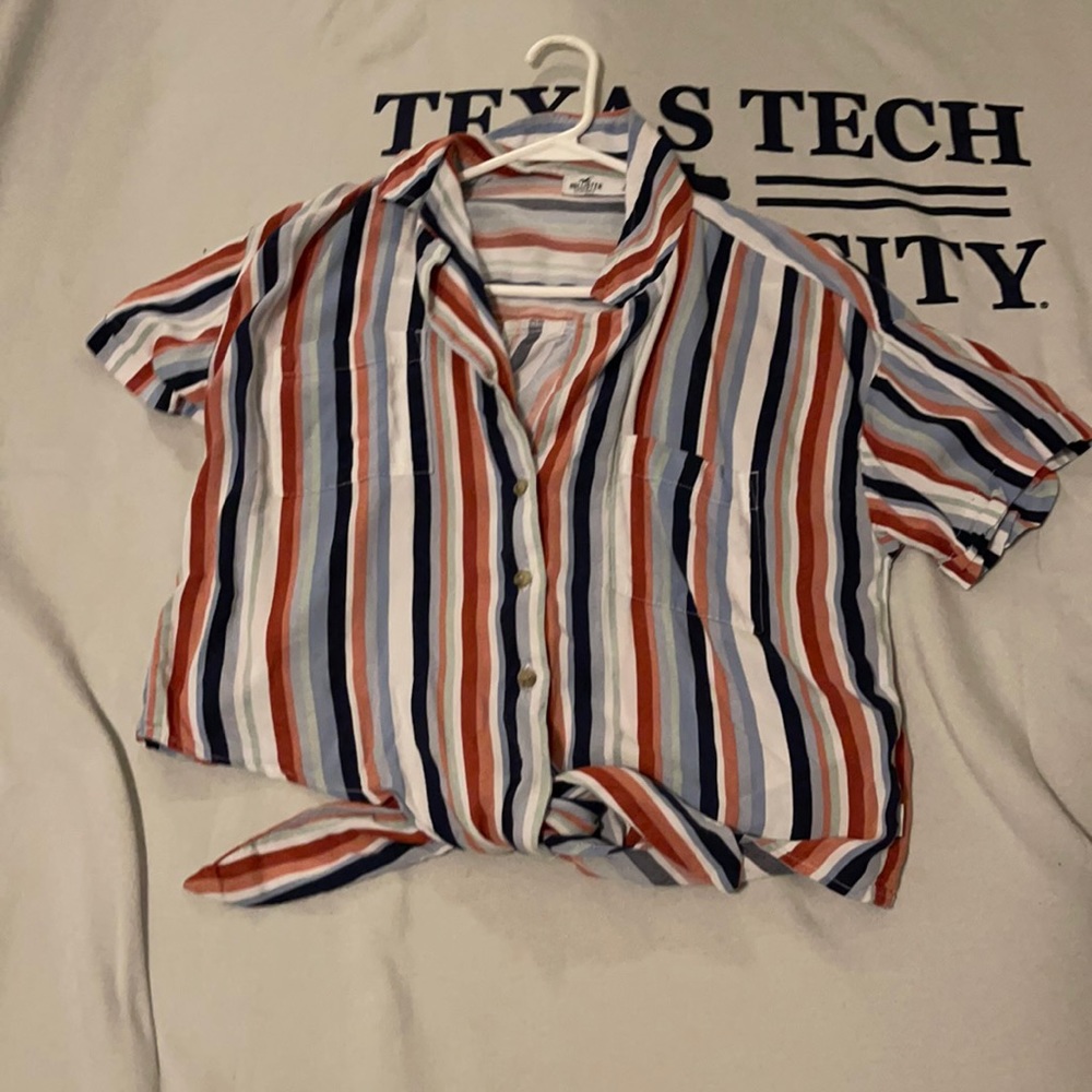 Multi-Color Striped Button-Up